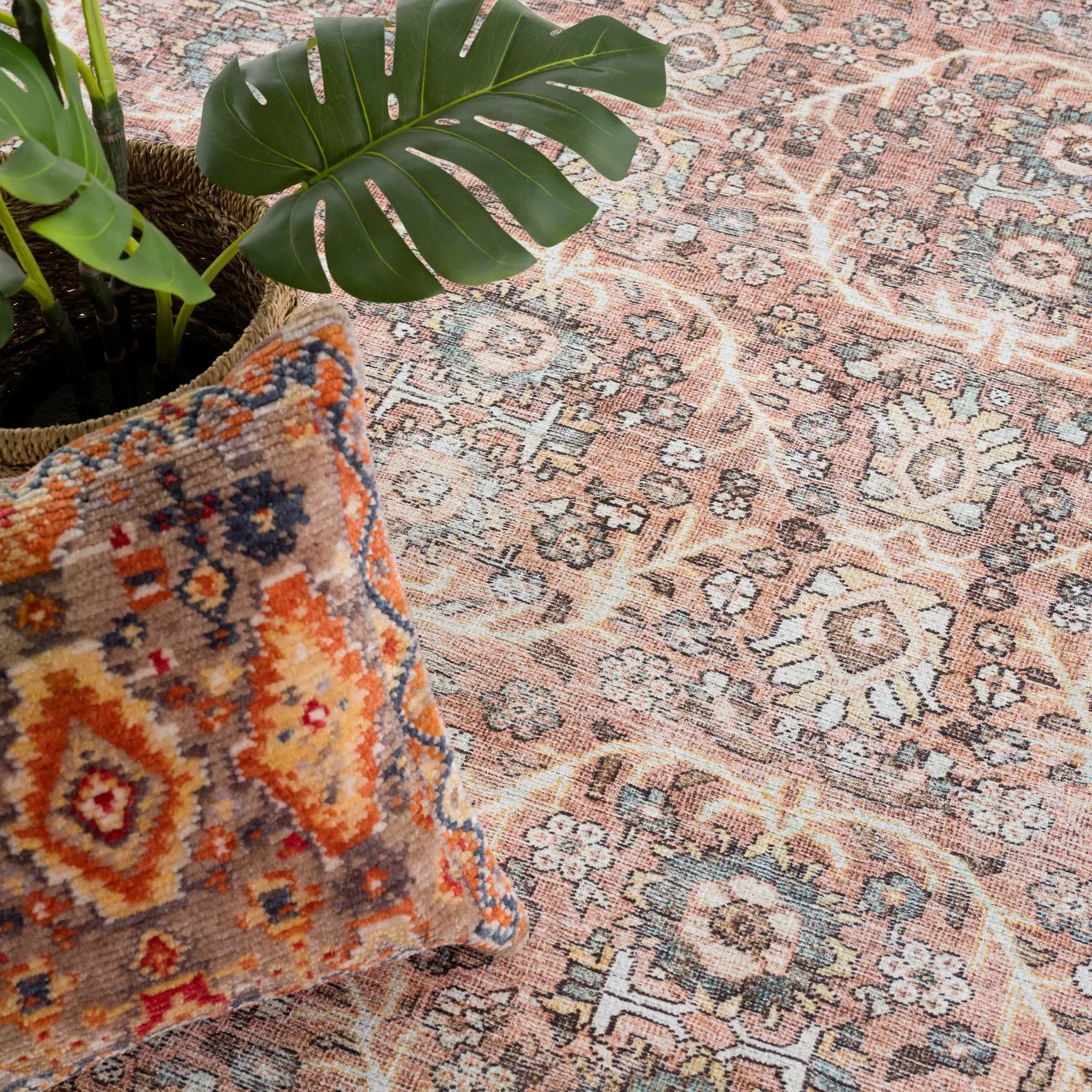 Urpi Rose & Brown Washable Area Rug by Hauteloom