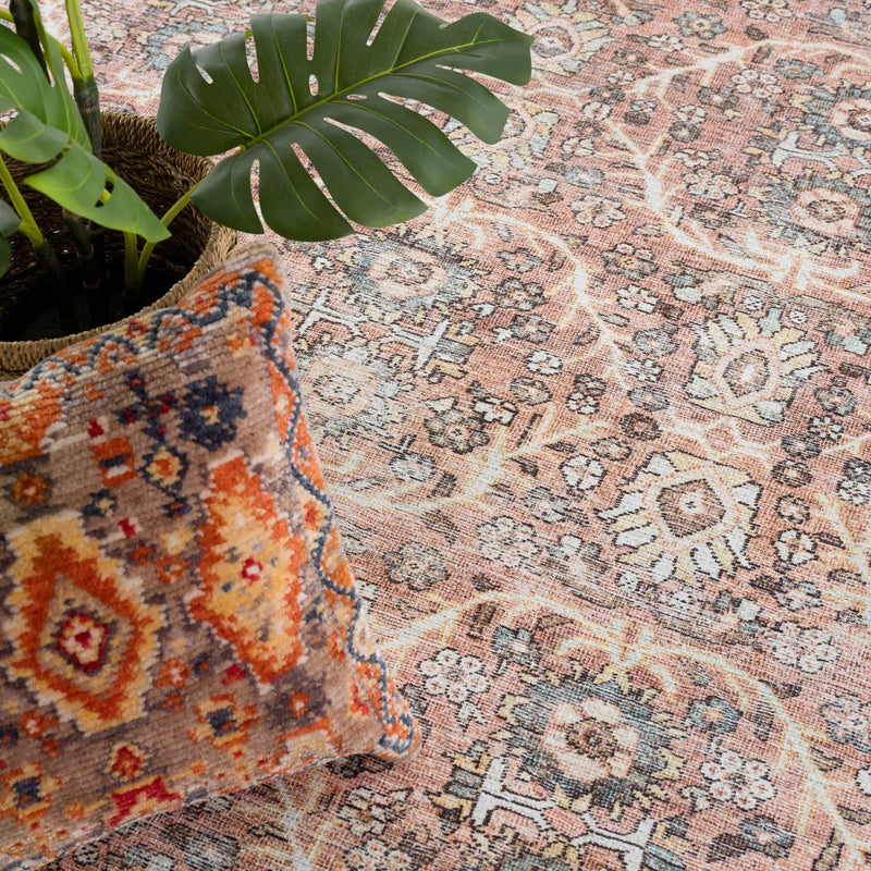 Urpi Rose & Brown Washable Area Rug by Hauteloom