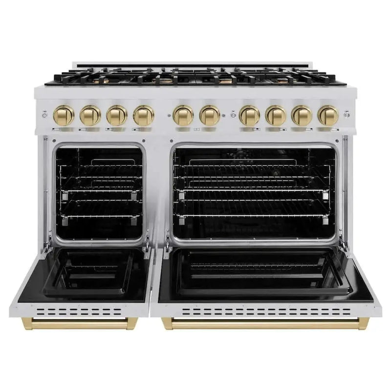ZLINE 48" Classic Gas Range, Convection Gas Oven Stainless Steel, Champagne Bronze CGRZ-48-CB by Farmhouse Kitchen and Bath