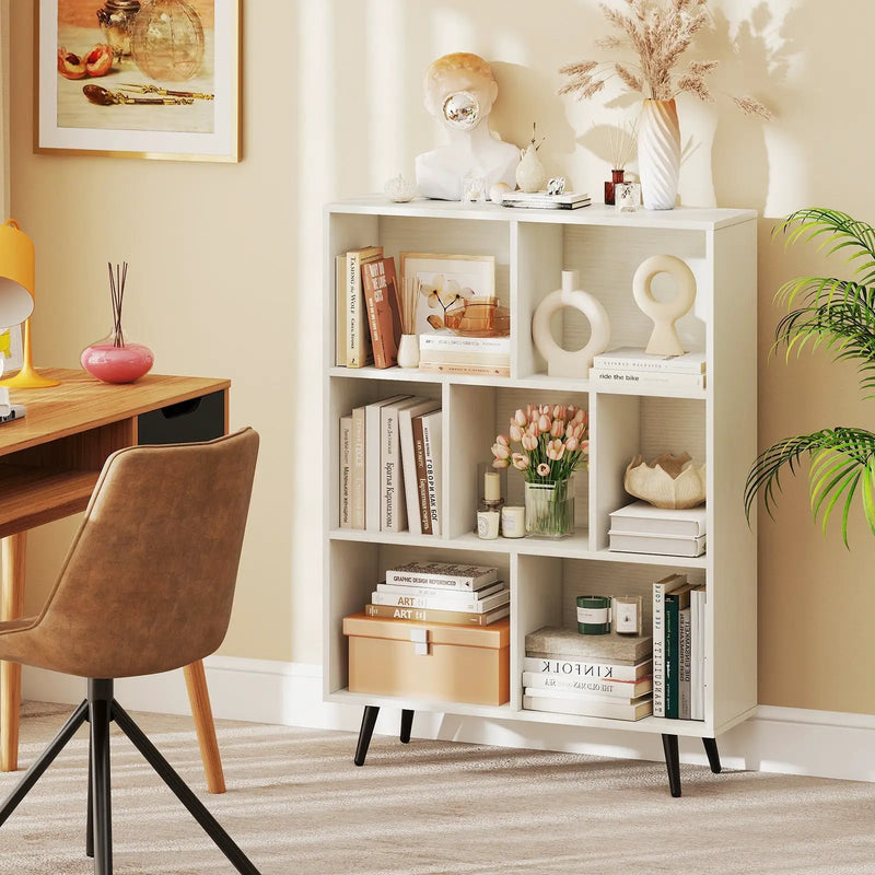 7/8/10-Cube Bookcase with 5 Tapered Metal Legs by DirectDeals