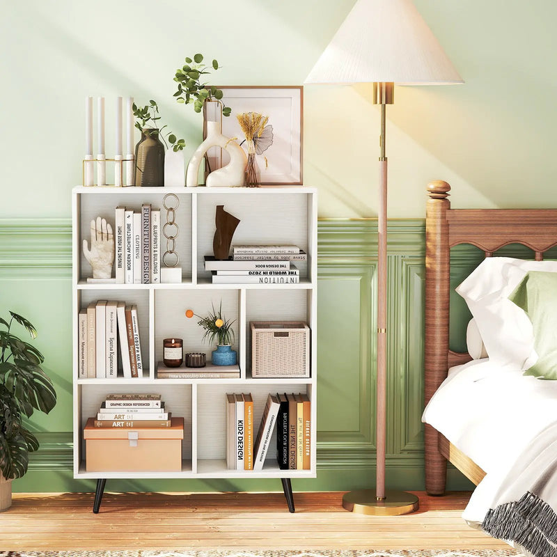 7/8/10-Cube Bookcase with 5 Tapered Metal Legs by DirectDeals