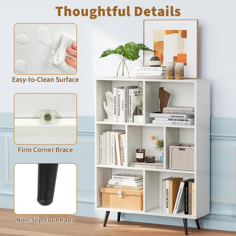 7/8/10-Cube Bookcase with 5 Tapered Metal Legs by DirectDeals
