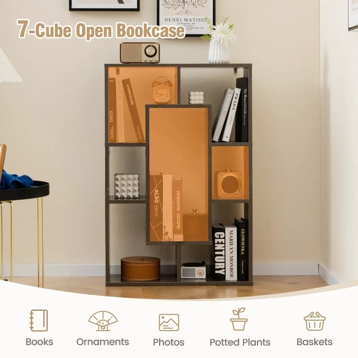 7-Cube Geometric Bookshelf Modern Decorative Open Bookcase, photo 11 of 24