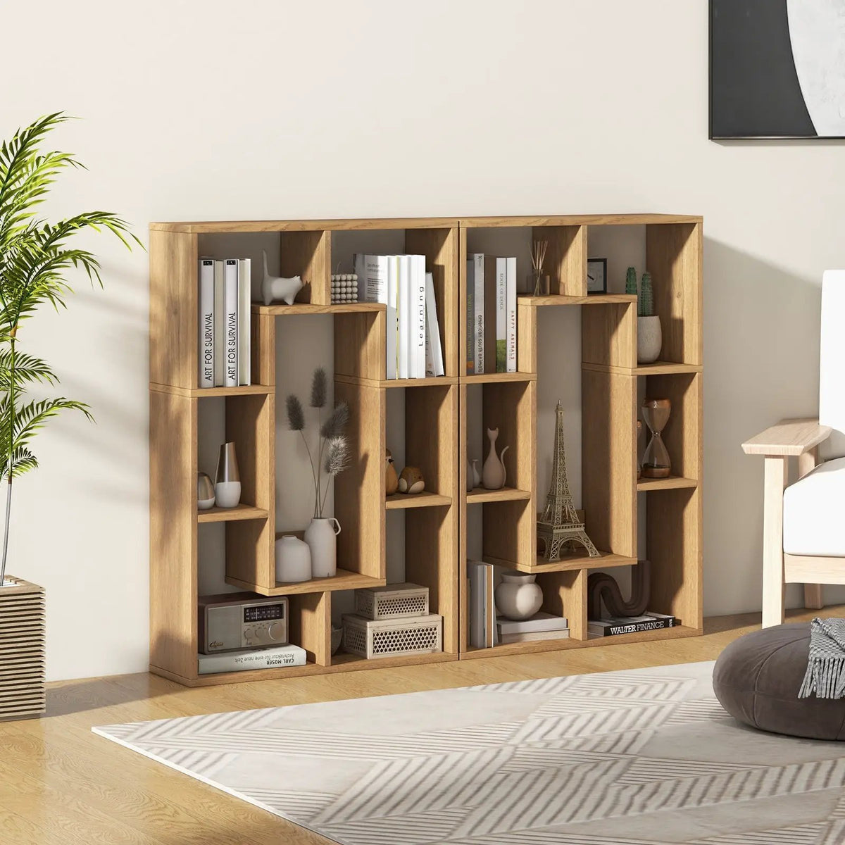 7-Cube Geometric Bookshelf Modern Decorative Open Bookcase, photo 18 of 24
