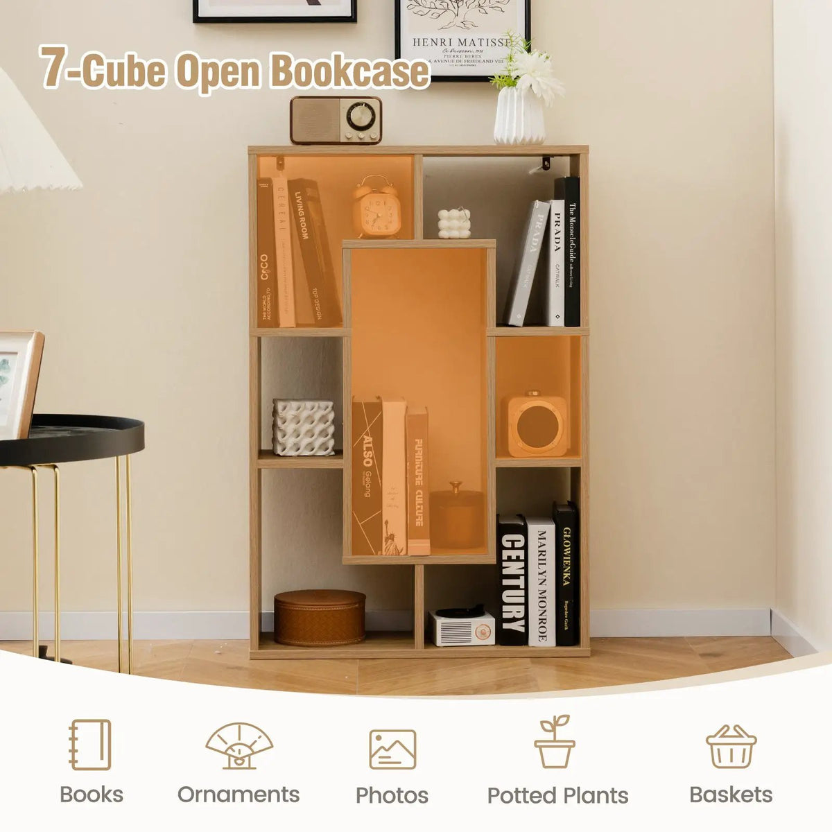 7-Cube Geometric Bookshelf Modern Decorative Open Bookcase, photo 10 of 24