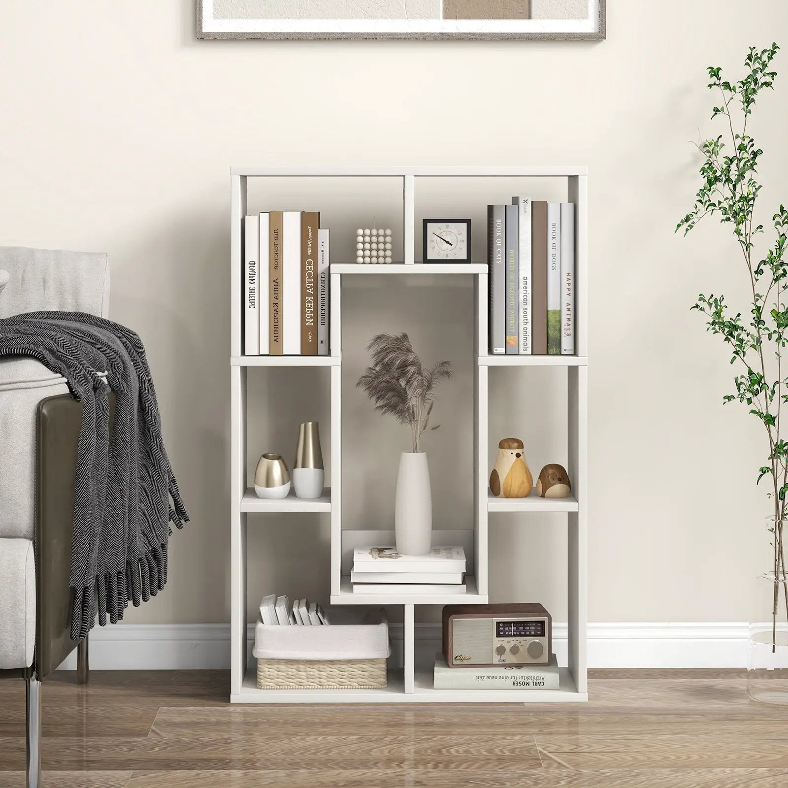 7-Cube Geometric Bookshelf Modern Decorative Open Bookcase by DirectDeals