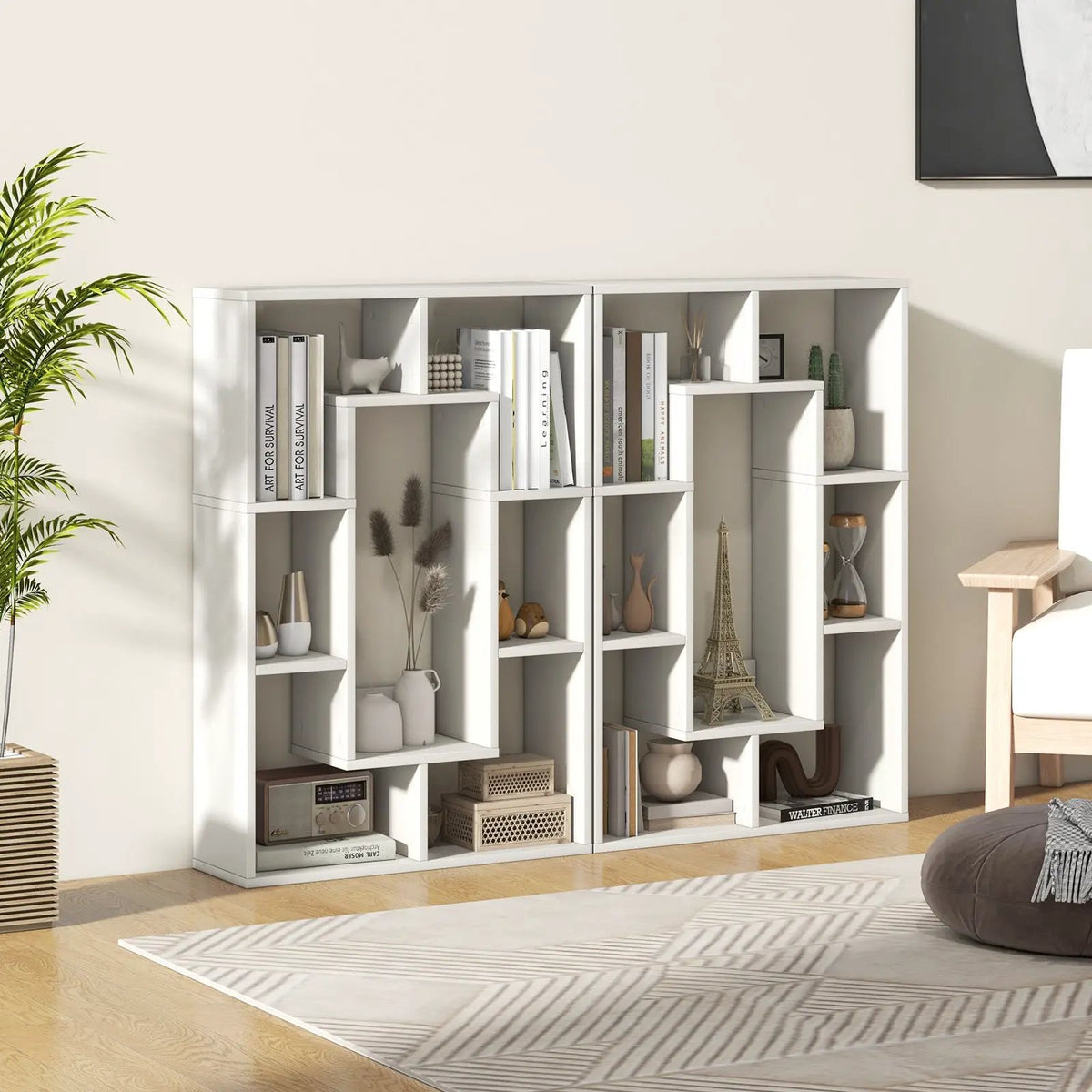 7-Cube Geometric Bookshelf Modern Decorative Open Bookcase, photo 17 of 24