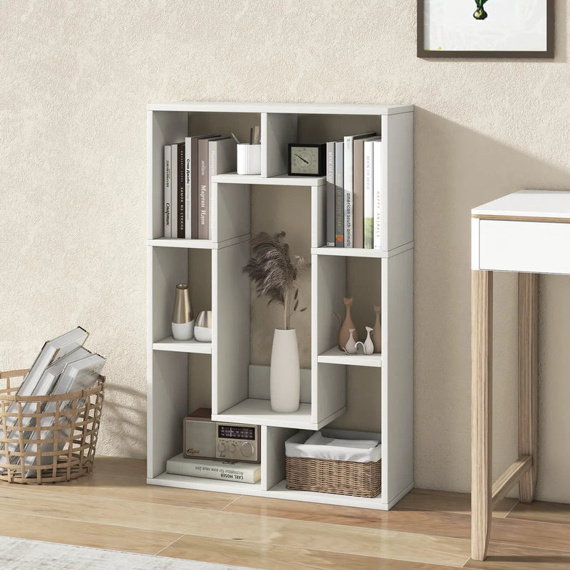 7-Cube Geometric Bookshelf Modern Decorative Open Bookcase by DirectDeals