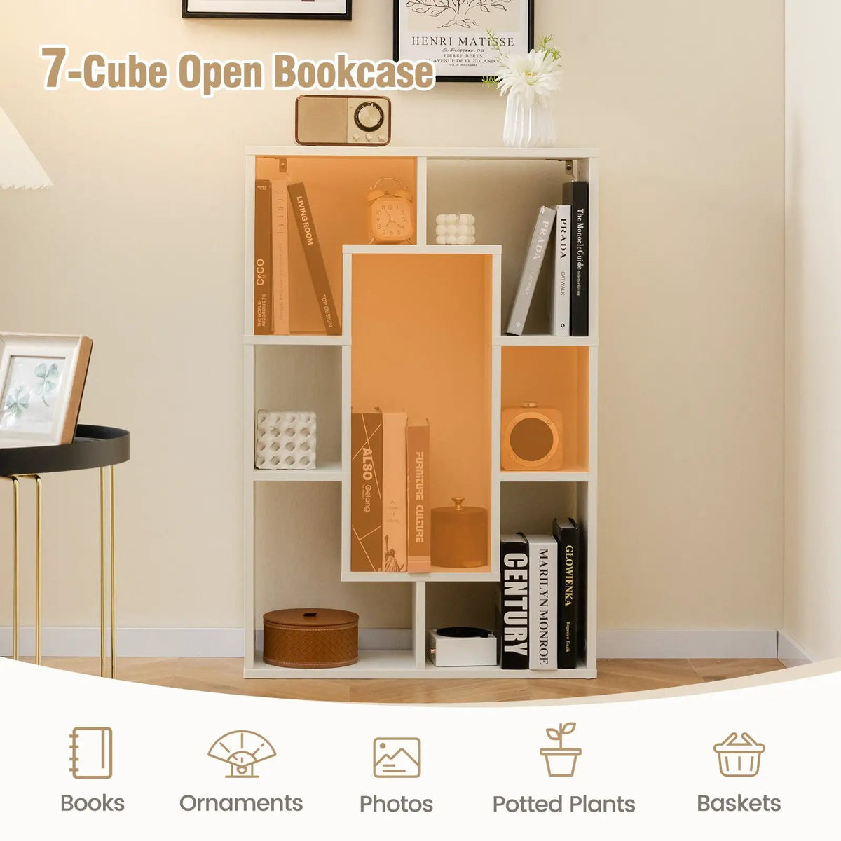 7-Cube Geometric Bookshelf Modern Decorative Open Bookcase, photo 24 of 24