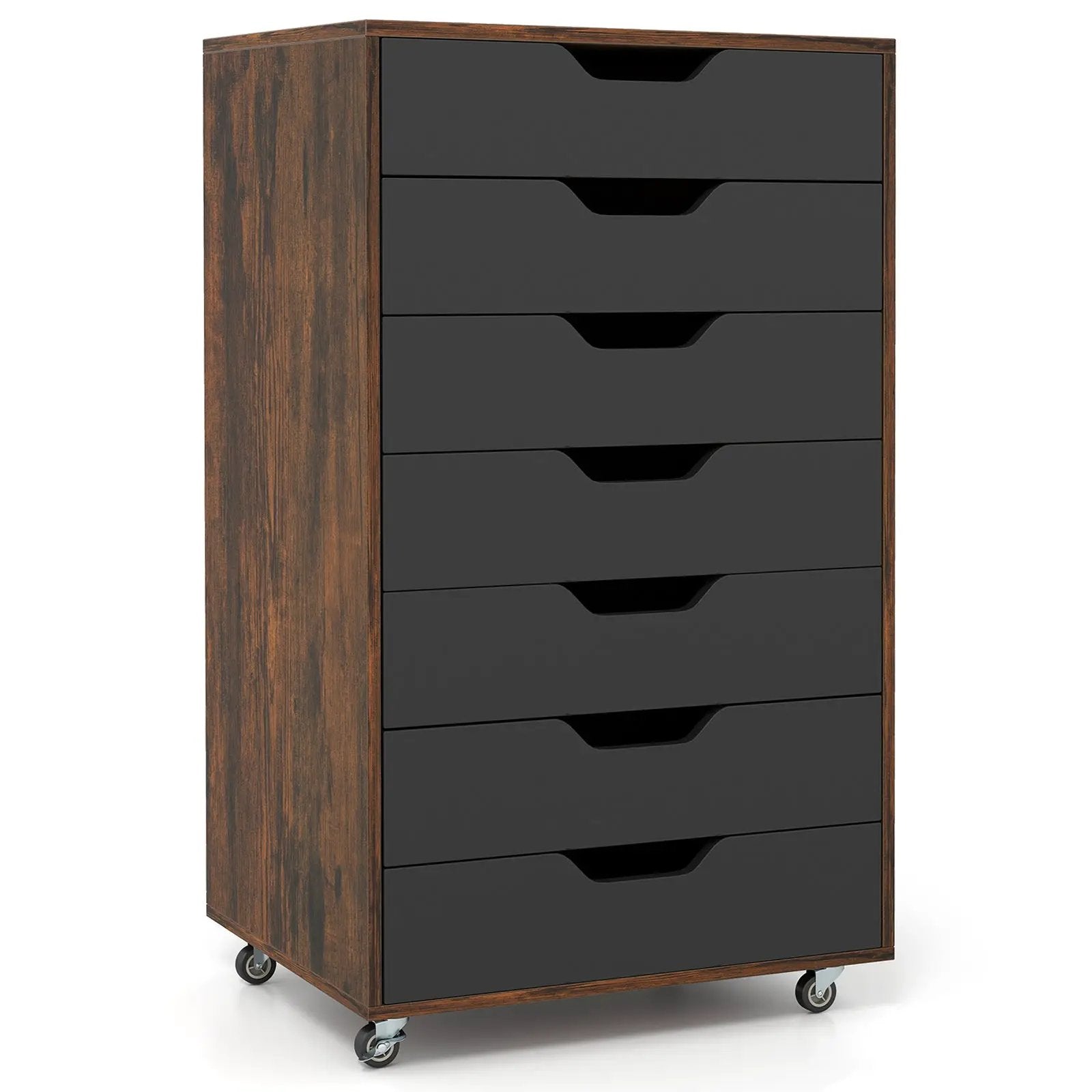 7-Drawer Chest Wooden Storage Dresser with Lockable Wheels by DirectDeals