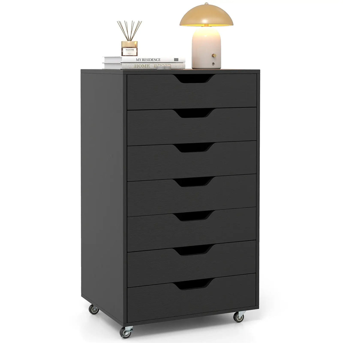 7-Drawer Chest Wooden Storage Dresser with Lockable Wheels, photo 11 of 32