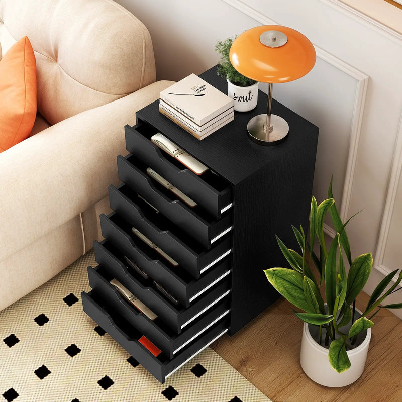 7-Drawer Chest Wooden Storage Dresser with Lockable Wheels by DirectDeals