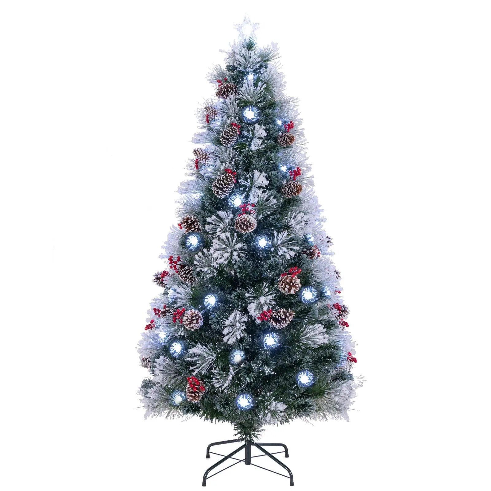 7 FT Flocked Christmas Tree with 8 Lighting Modes by DirectDeals