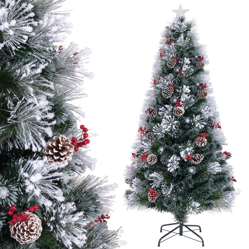 7 FT Flocked Christmas Tree with 8 Lighting Modes by DirectDeals