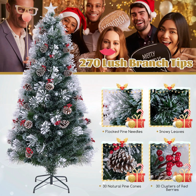 7 FT Flocked Christmas Tree with 8 Lighting Modes by DirectDeals