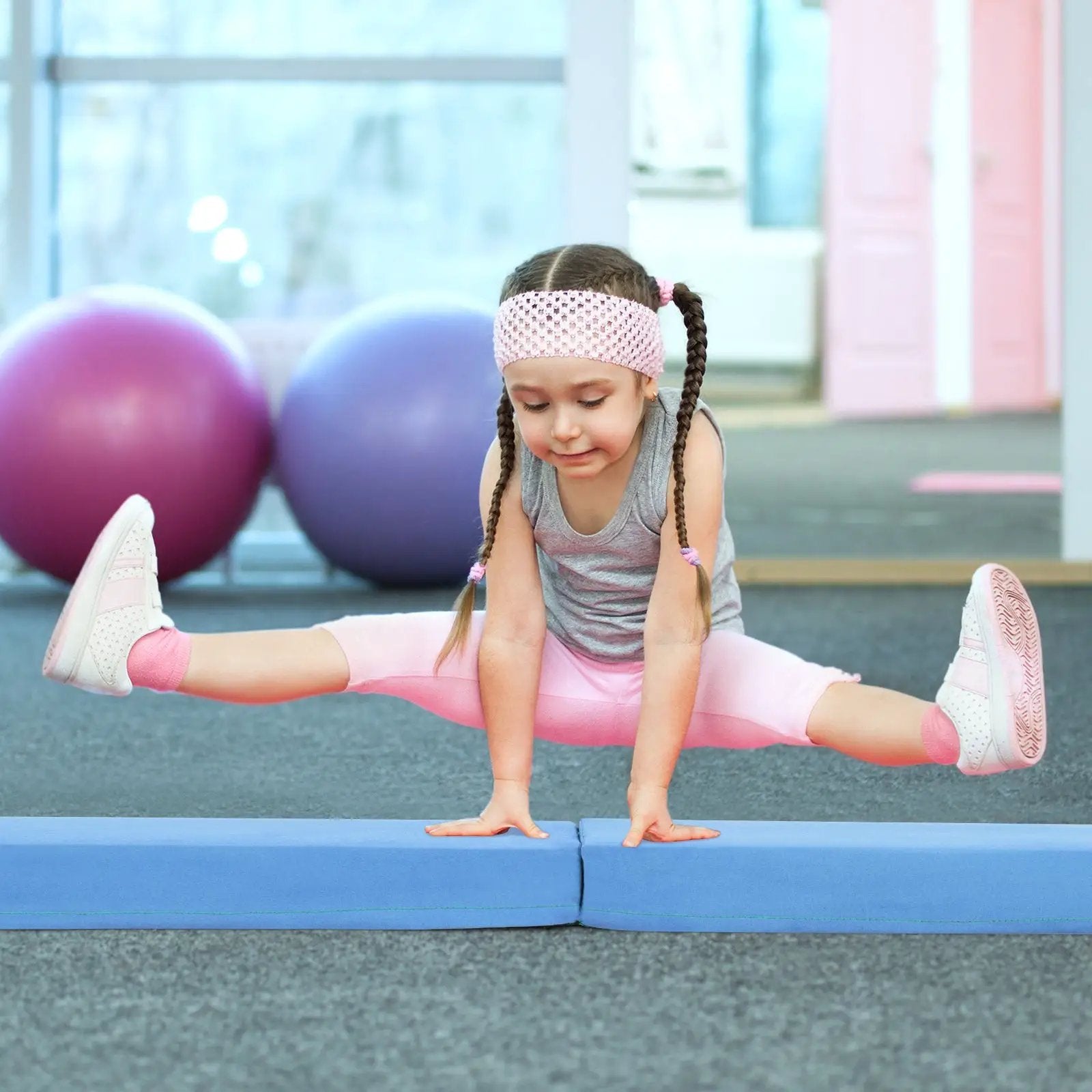 7 FT Folding Balance Beam with Removable Suede Cover and Non-slip Bottom by DirectDeals