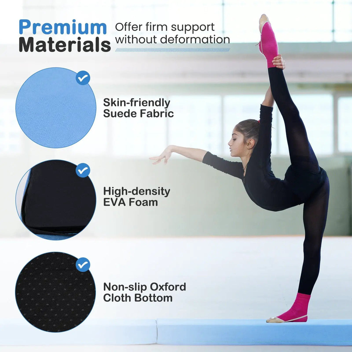 7 FT Folding Balance Beam with Removable Suede Cover and Non-slip Bottom, photo 6 of 10