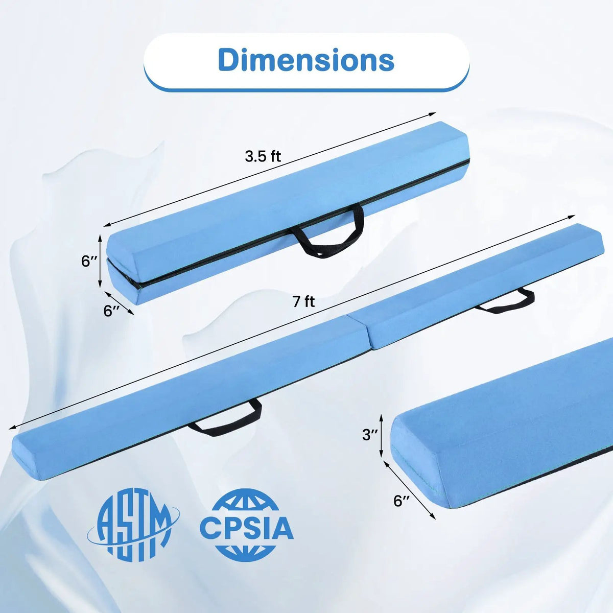 7 FT Folding Balance Beam with Removable Suede Cover and Non-slip Bottom, photo 5 of 10