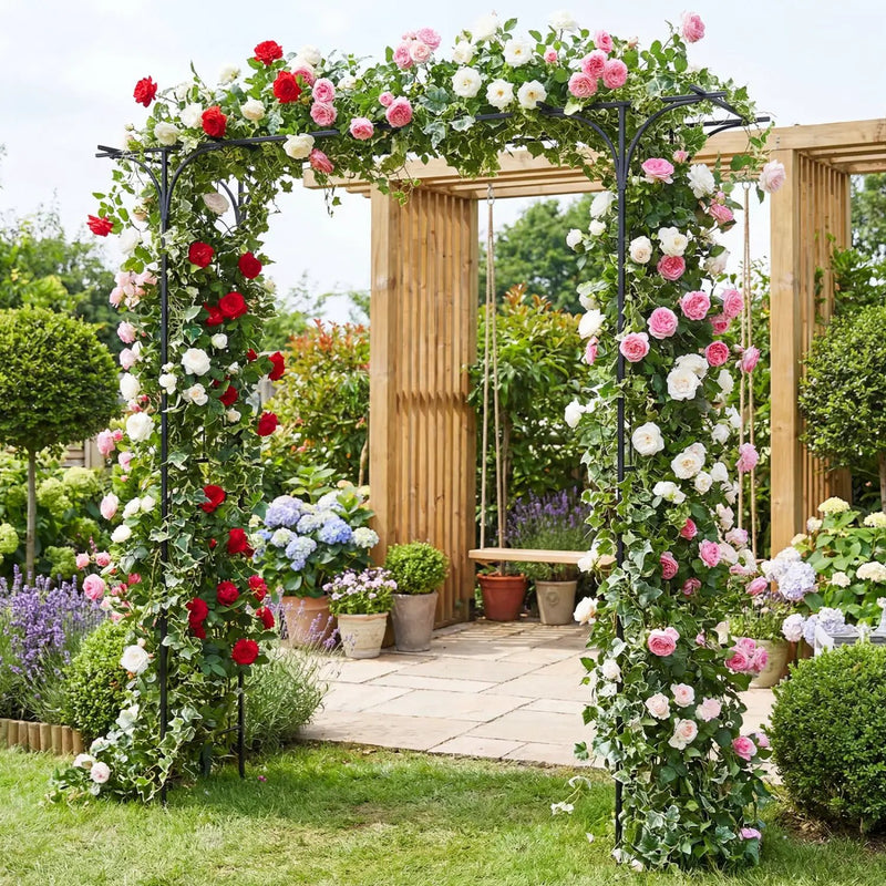 7 FT Garden Arch Arbor with Flat Top Design for Climbing Plants by DirectDeals