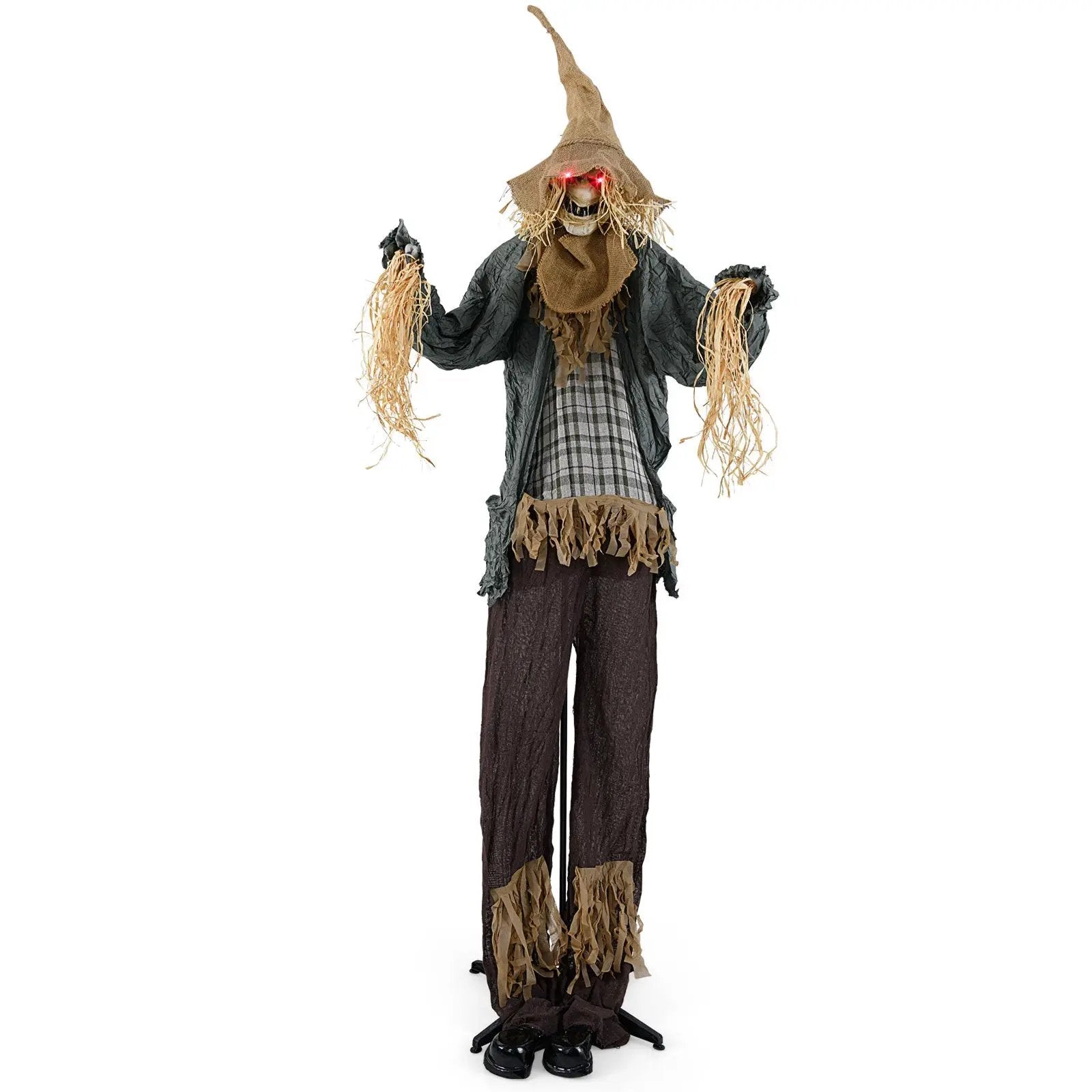 7 FT Halloween Decoration Animated Standing Scary Scarecrow with Light-up Eyes for Hunted Houses by DirectDeals