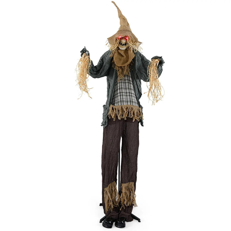 7 FT Halloween Decoration Animated Standing Scary Scarecrow with Light-up Eyes for Hunted Houses by DirectDeals