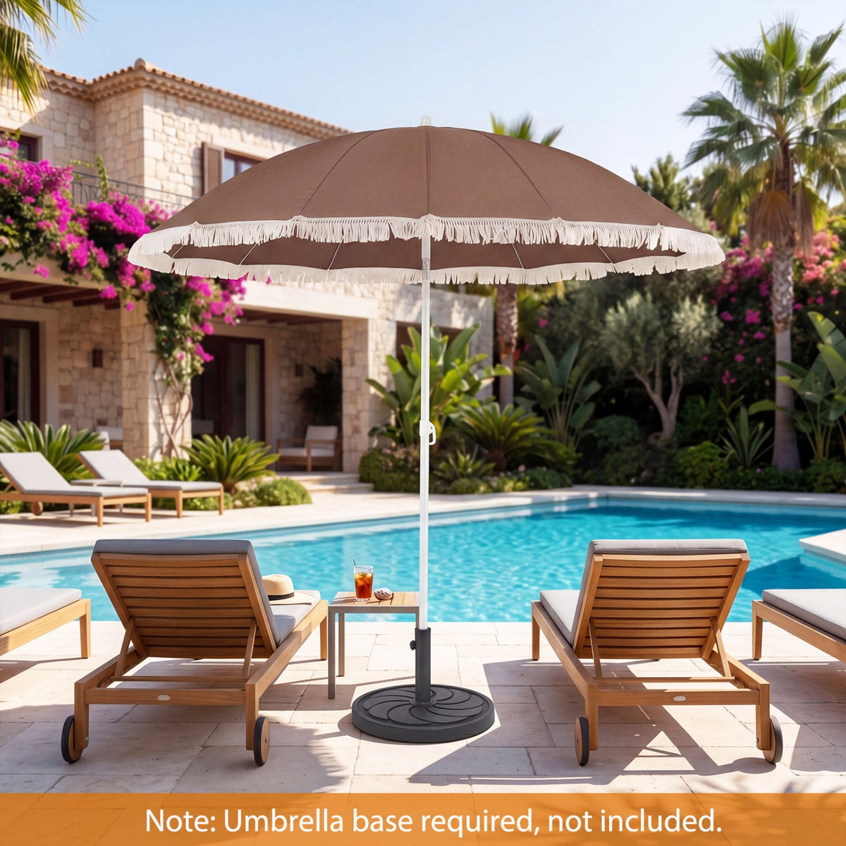 7 FT Patio Umbrella with Fringe Boho Tassel Umbrella for Outdoor Beach Garden Poolside, photo 13 of 16