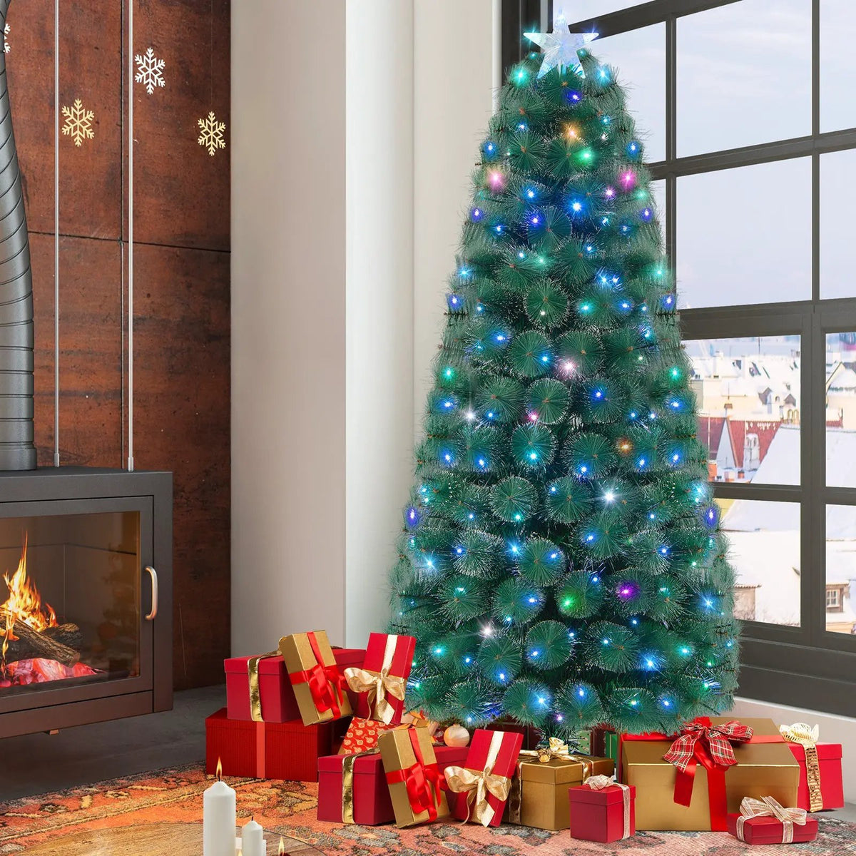 5/6/7 FT Pre-Lit Fiber Optic Christmas Tree with 148/185/226 Multi-Color LED Lights and Top Star Light, photo 6 of 24