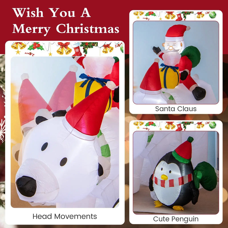 7 Feet Inflatable Santa Claus Riding Bear with Penguin Gift Bags and Gift Box by DirectDeals