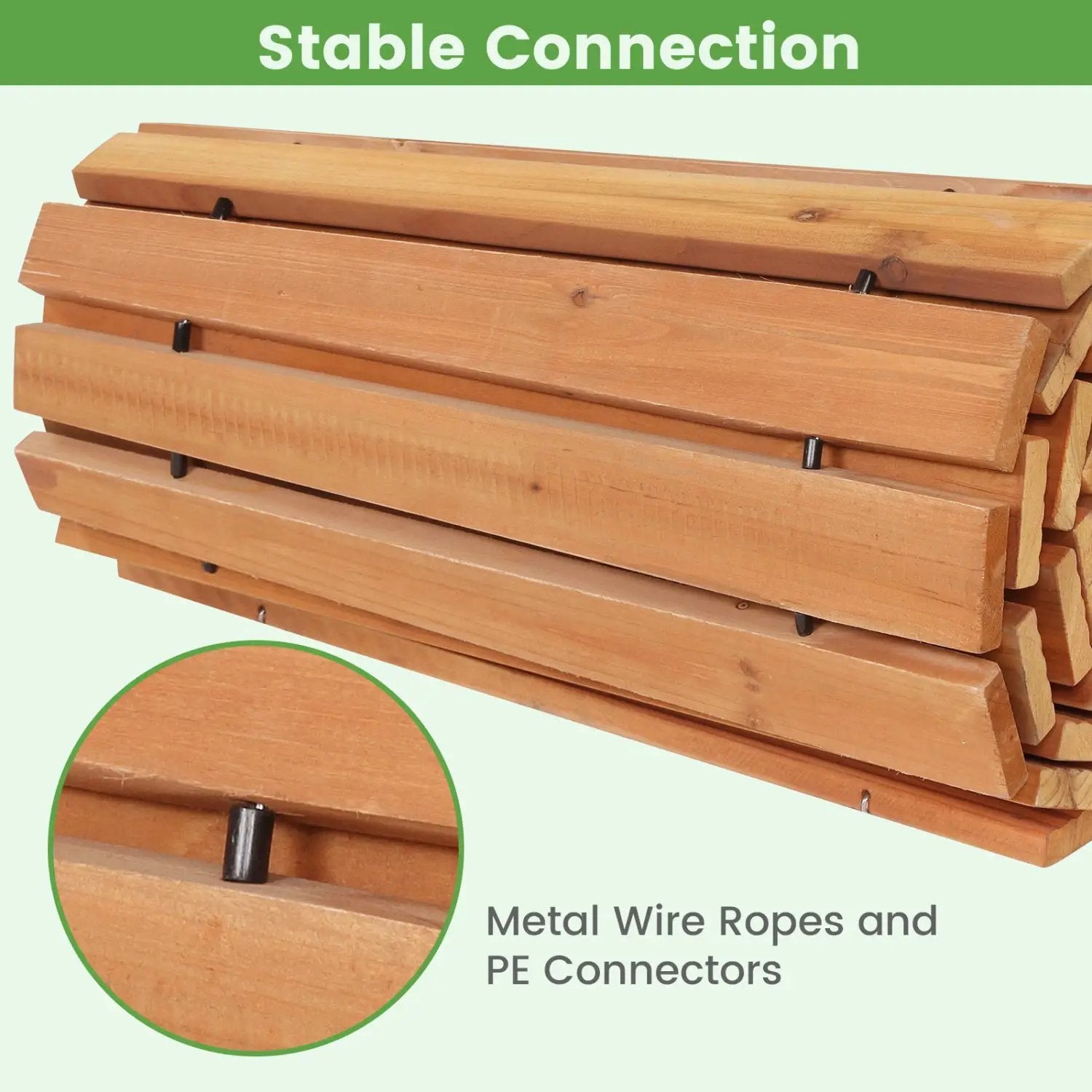 7 FT Wooden Garden Pathway with Anti-slip Surface for Gardens Patios by DirectDeals