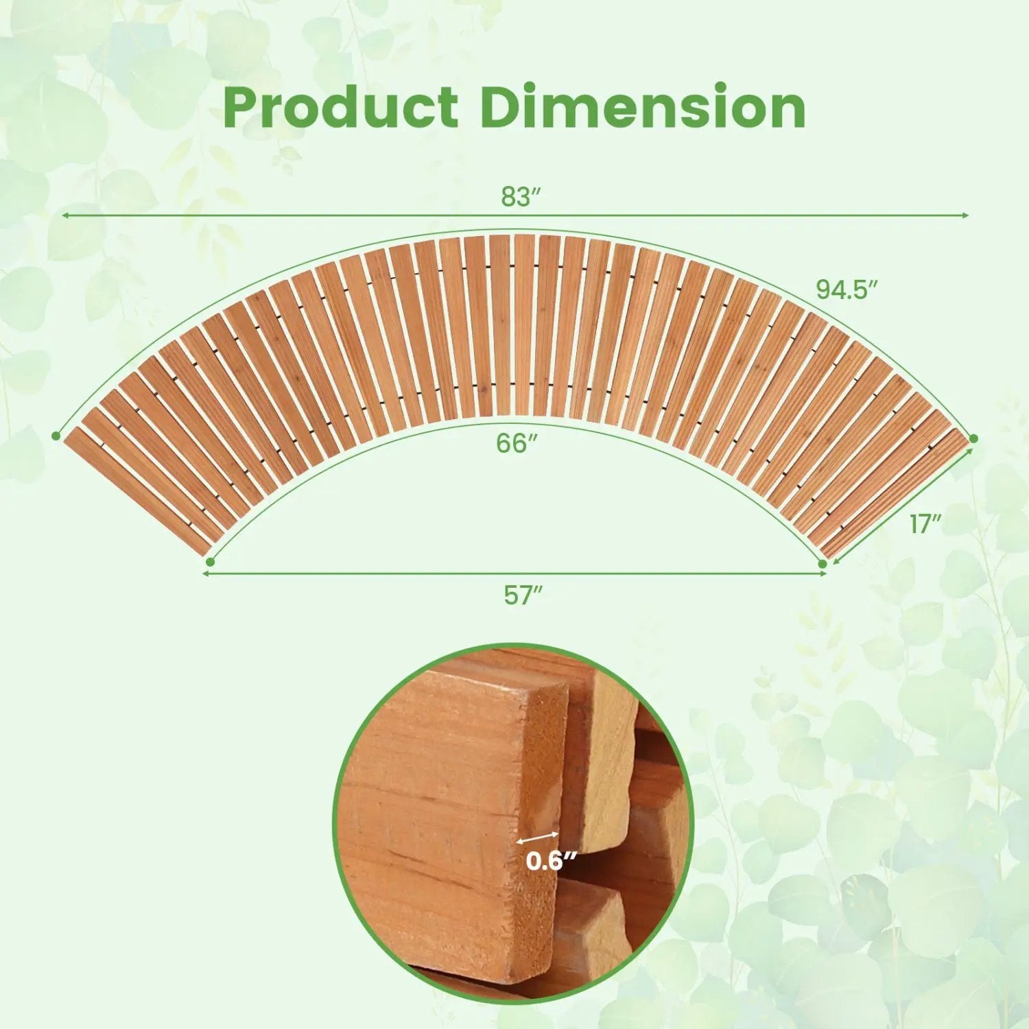 7 FT Wooden Garden Pathway with Anti-slip Surface for Gardens Patios by DirectDeals
