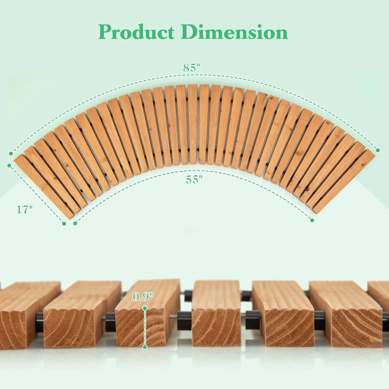 7 FT Wooden Garden Pathway Roll Out Curved Fir Wood Walkway with Anti-slip Surface-Natural by DirectDeals