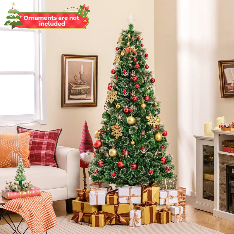 5/6/7 Feet Artificial Christmas Tree with Red Berries and Kerosene Lamps by DirectDeals