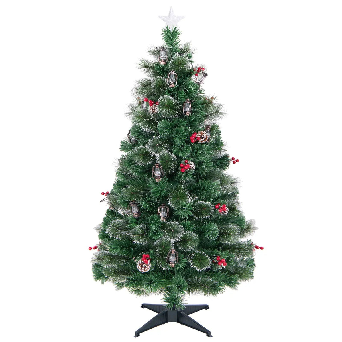 5/6/7 Feet Artificial Christmas Tree with Red Berries and Kerosene Lamps, photo 7 of 24