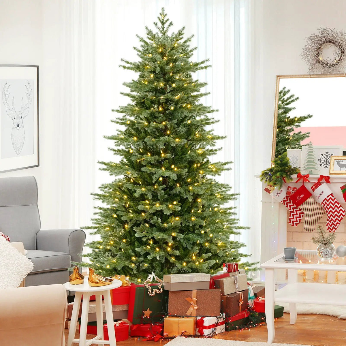 5/6/7 Feet Artificial Christmas Tree with 1426/2116/3156 Lush PVC and 200/300/400 Warm White LED Lights, photo 15 of 24
