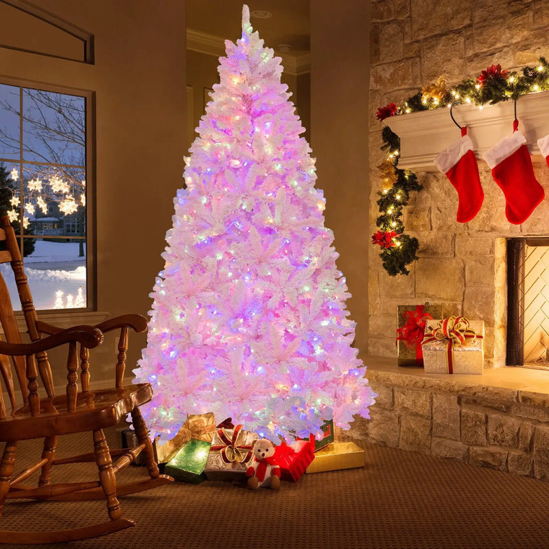 7 Feet Flocked Artificial Christmas Tree with 500 LED Lights and 1200 Branches by DirectDeals