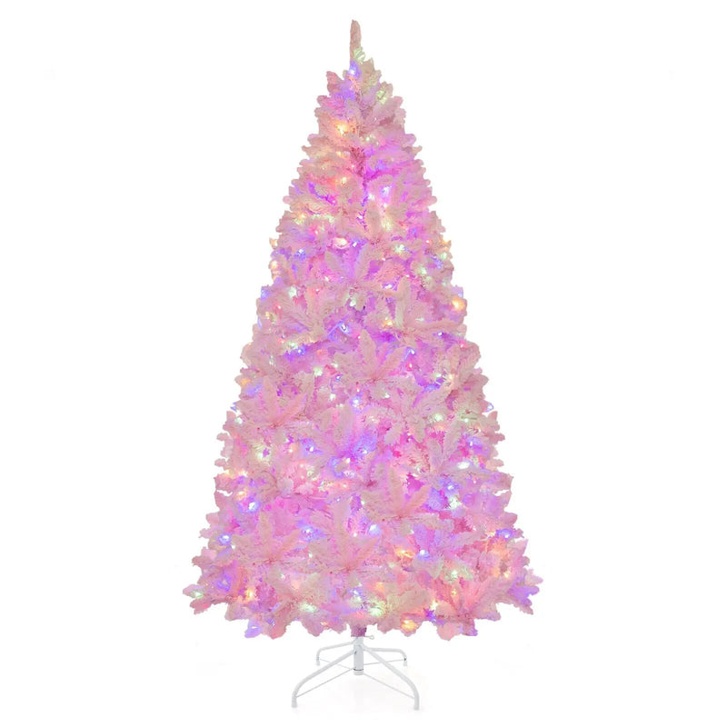 7 Feet Flocked Artificial Christmas Tree with 500 LED Lights and 1200 Branches by DirectDeals