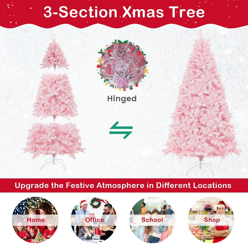 7 Feet Flocked Artificial Christmas Tree with 500 LED Lights and 1200 Branches by DirectDeals