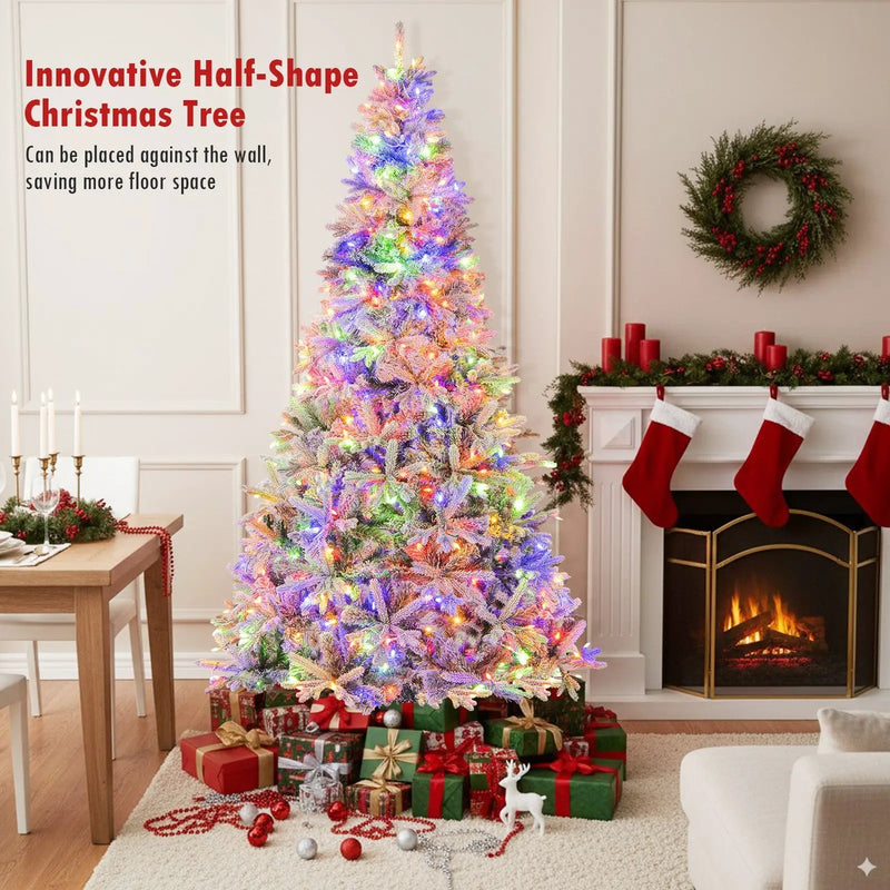 7 Feet Half Artificial Christmas Tree with 852 PE & PVC Branch Tips and 9 Modes-M by DirectDeals