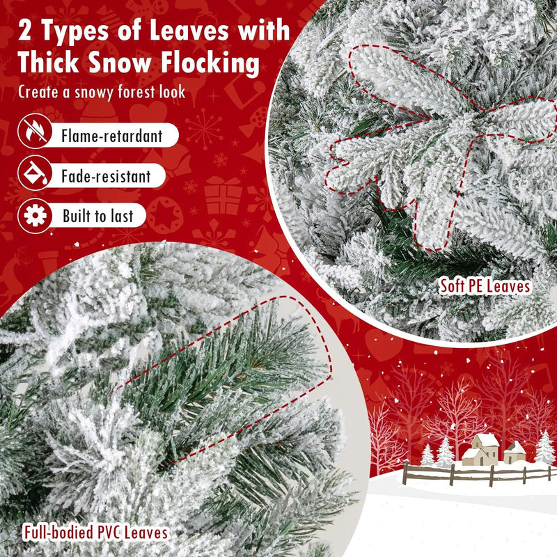 7 Feet Half Artificial Christmas Tree with 852 PE & PVC Branch Tips and 9 Modes-M by DirectDeals