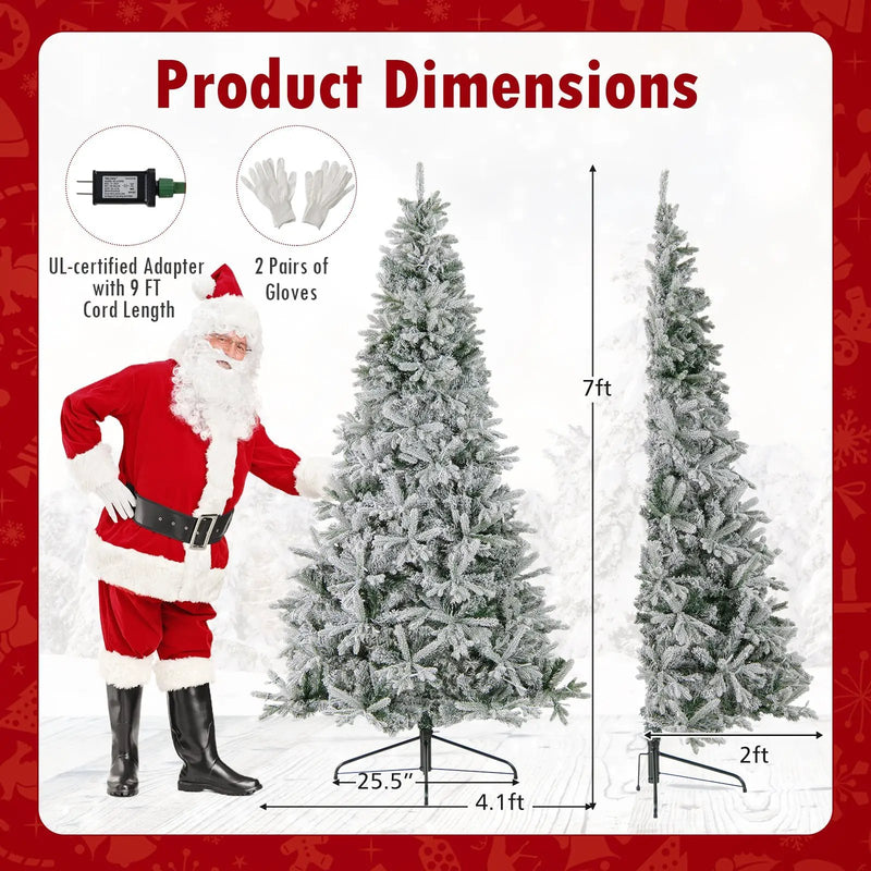 7 Feet Half Artificial Christmas Tree with 852 PE & PVC Branch Tips and 9 Modes-M by DirectDeals
