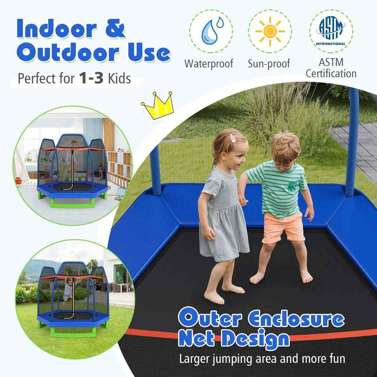 7 Feet Kids Recreational Bounce Jumper Trampoline, photo 5 of 12