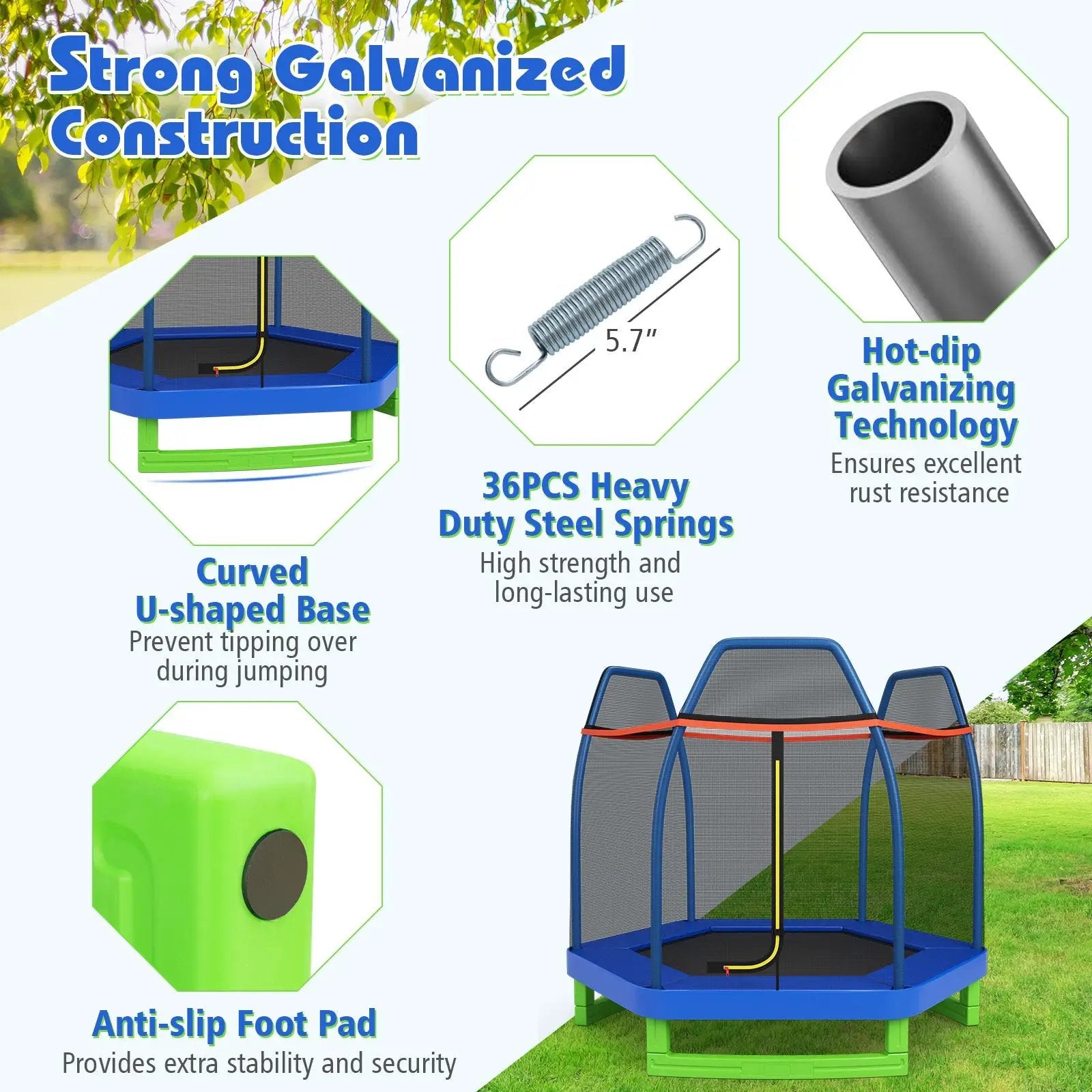 7 Feet Kids Recreational Bounce Jumper Trampoline by DirectDeals