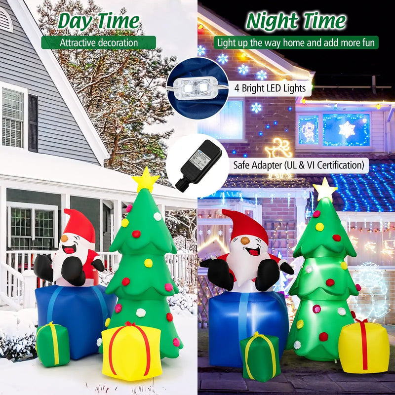7 Feet Lighted Santa Claus and Christmas Tree with Gift Boxes by DirectDeals