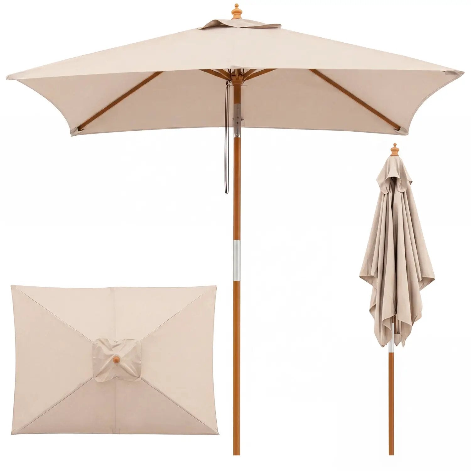 Rectangular Patio Umbrella 7ft with Adjustable Tilt by DirectDeals