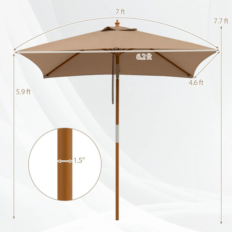 Rectangular Patio Umbrella 7ft with Adjustable Tilt by DirectDeals
