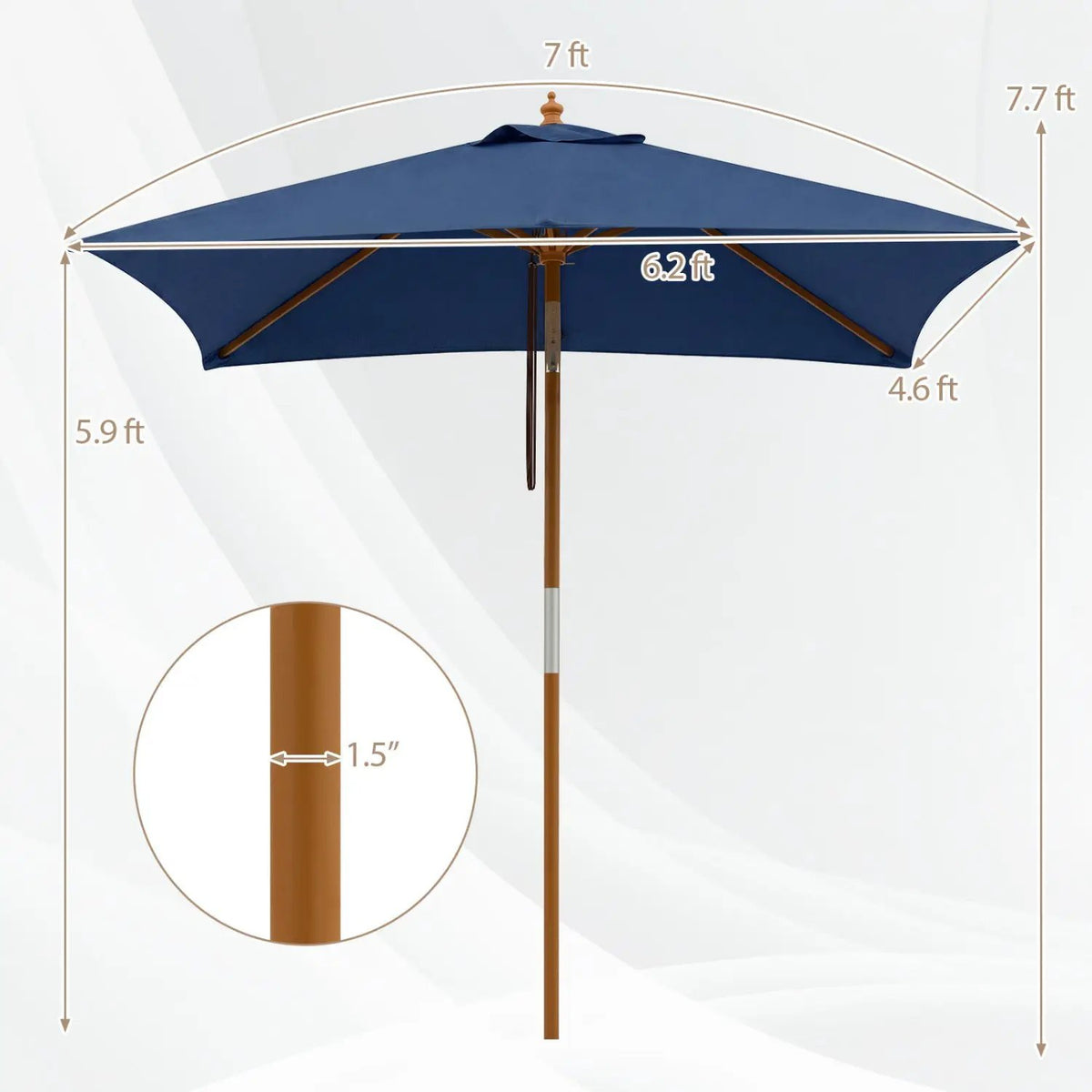 Rectangular Patio Umbrella 7ft with Adjustable Tilt, photo 12 of 24