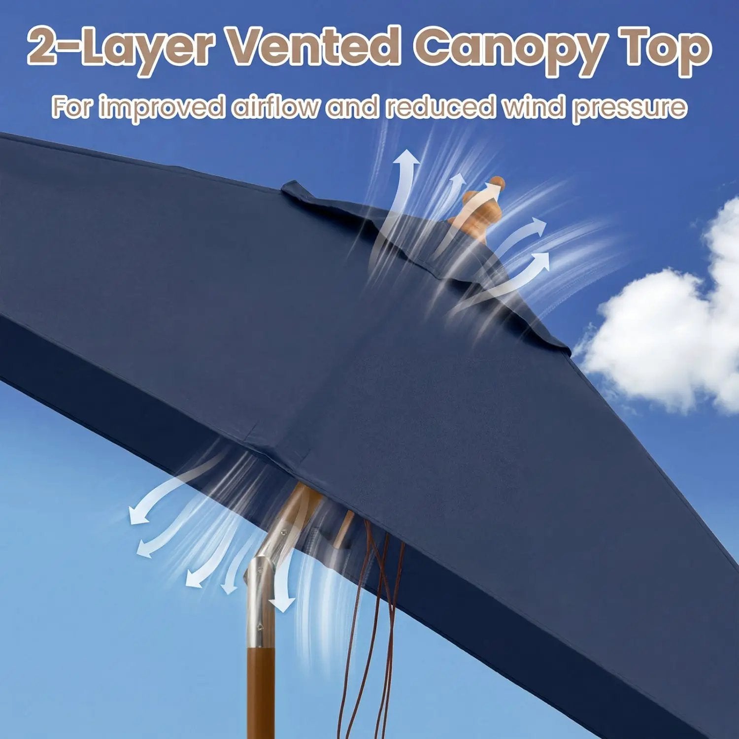 Rectangular Patio Umbrella 7ft with Adjustable Tilt by DirectDeals