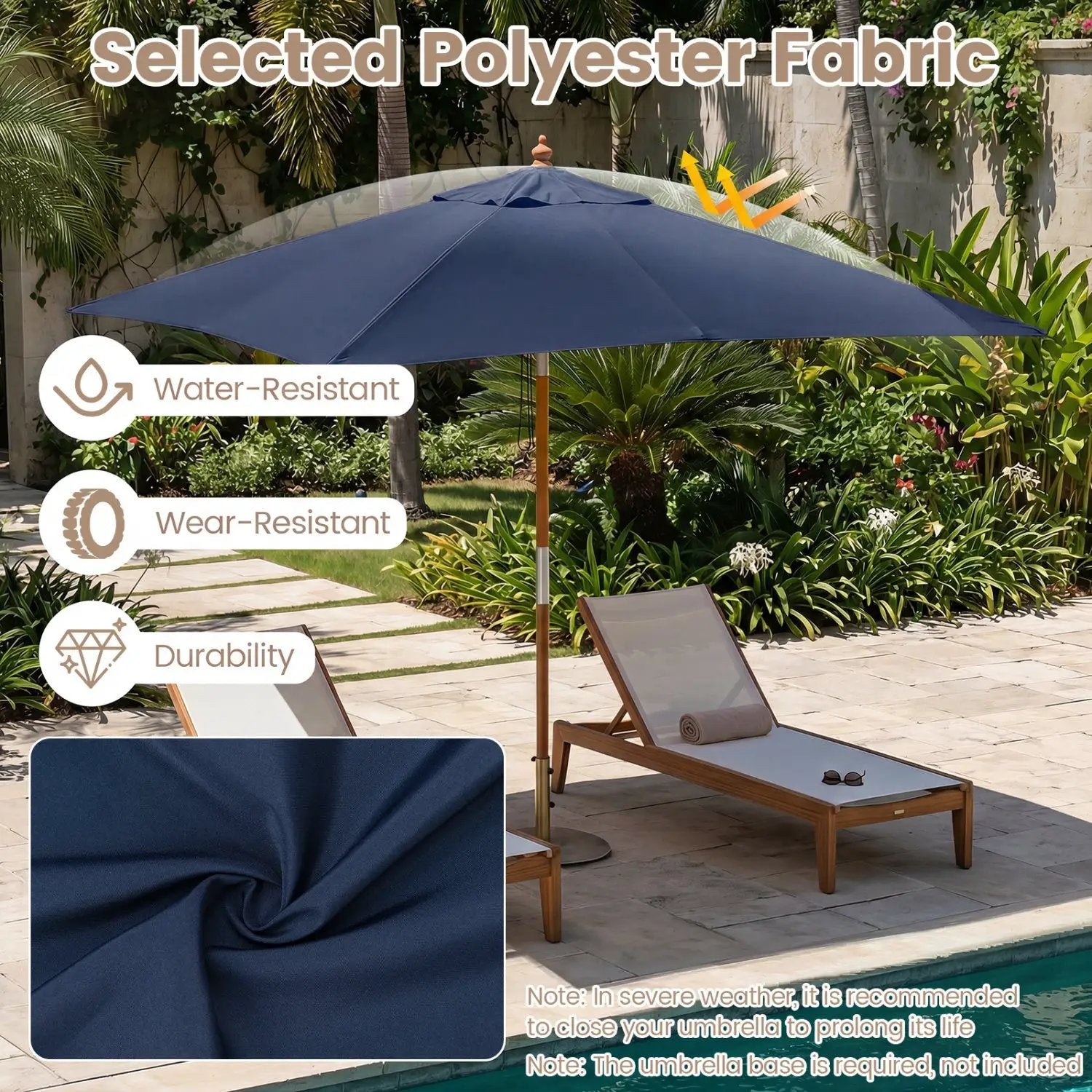 Rectangular Patio Umbrella 7ft with Adjustable Tilt by DirectDeals