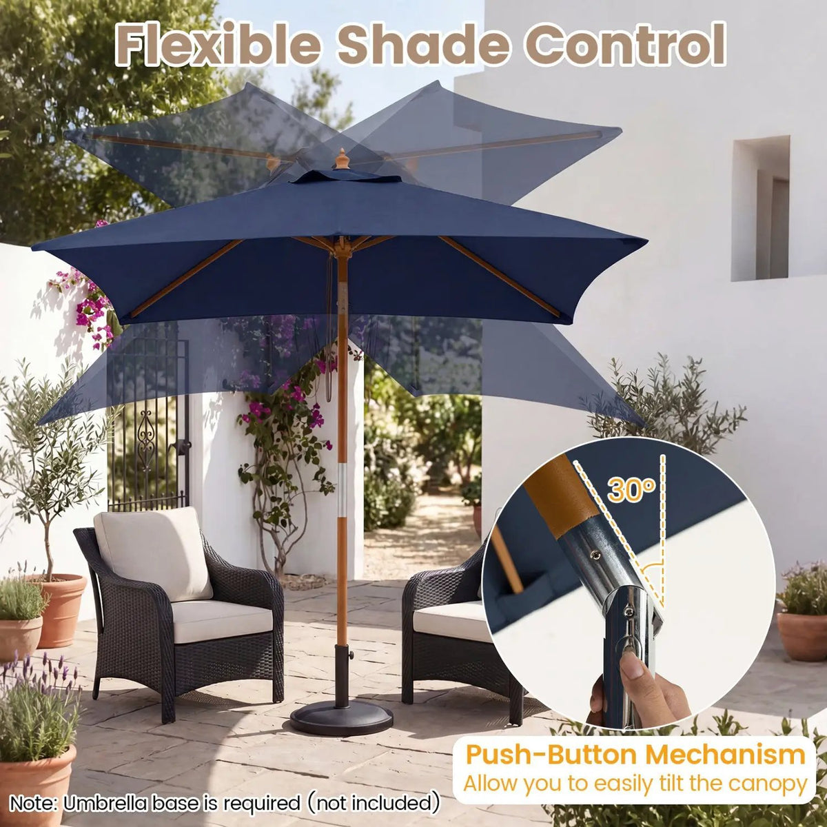 Rectangular Patio Umbrella 7ft with Adjustable Tilt, photo 16 of 24