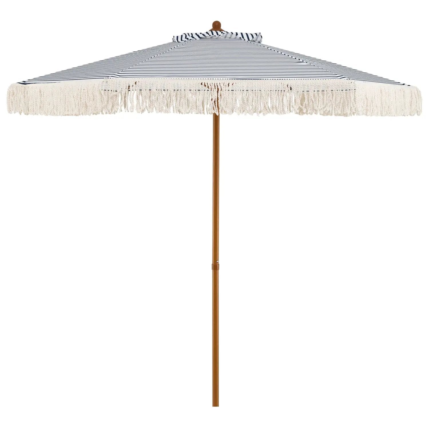 7 Feet Patio Umbrella with Fringe Sun-Protective Beach Umbrella with Boho Tassel by DirectDeals